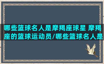 哪些篮球名人是摩羯座球星 摩羯座的篮球运动员/哪些篮球名人是摩羯座球星 摩羯座的篮球运动员-我的网站